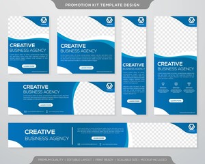 set of business banner template with minimalist layout and modern style use for promotion kit and business profile