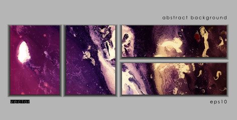 Fototapeta na wymiar Vector cards. Set of templates brochure, poster, cover and sheets. Abstract painted background. Liquid marble texture