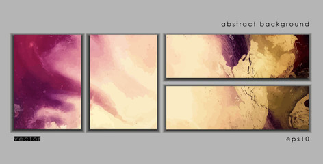 Vector cards. Set of templates brochure, poster, cover and sheets. Abstract painted background. Liquid marble texture