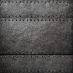 Metal plate background with rivets 3d illustration