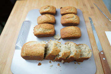 cooking banana cake on table