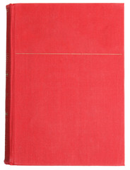 Old book with vintage red cover isolated on white, top view
