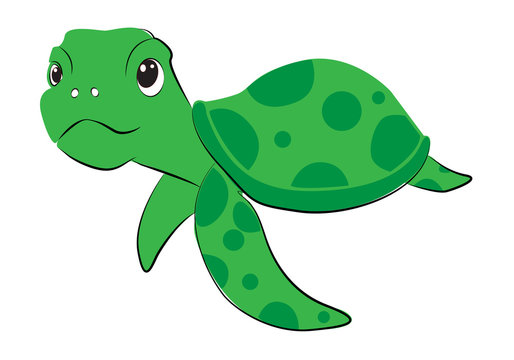 Vector illustration of a smiling cartoon turtle
