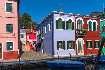 Amazing view of colorful houses in Burano, Venice, Italy.