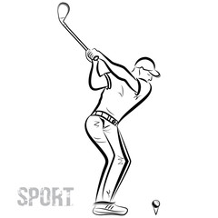 The golf player on the white background. Vector illustration.