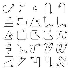 arrow bow icons set line design