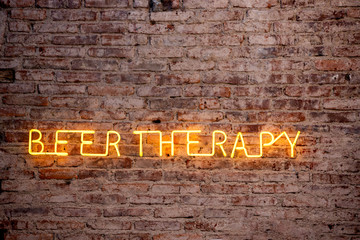Fototapeta na wymiar Beer therapy neon sign