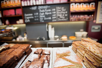 Close-up view of freshly made pastries in bakery