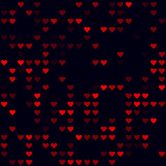 Naklejka na ściany i meble Technology seamless pattern. Sparse pattern of hearts. Red colored seamless background. Stylish vector illustration.