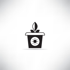 plant pot and light sensor for smart farm concept icon