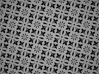 Flower geometric pattern. Seamless vector background. Black ornament