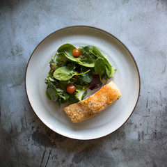 Broiled Salmon and Mixed Greens Salad