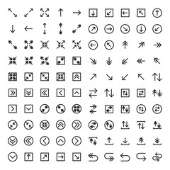 Arrow icon set include arrow, left, up, down, expand, right, square, circle,