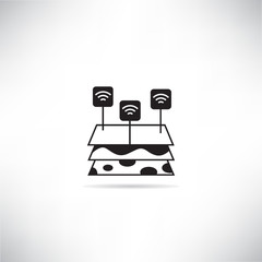 layered farm land with sensor detector for smart agriculture concept icon