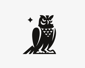 Owl  logo. Night bird emblem design editable for your business. Vector illustration.