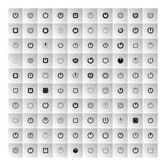 start and power icons in gray square buttons set