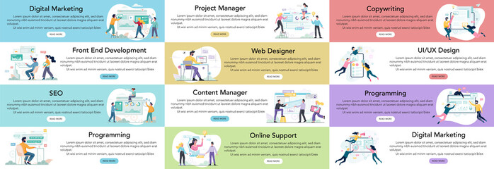 Modern web business service advert banner or website header.