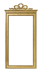 Panoramic golden frame for paintings, mirrors or photo isolated on white background