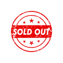 red sold out stamp vector
