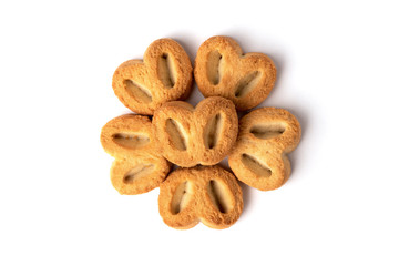 Shortbread pastry ear isolated on white background.