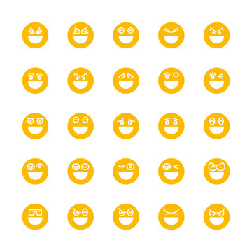 yellow emoticon, emoji circle face set
