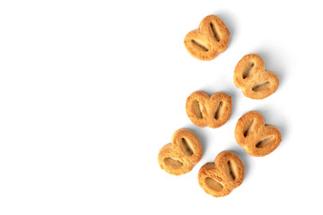 Shortbread pastry ear isolated on white background.