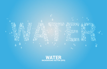 vector water wording from drop. background concept for saving water.