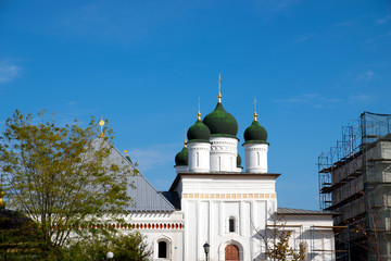 Ancient Russian Orthodox Churches. The green-painted domes