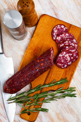 Raw smoked semi-dry Braunschweiger sausage