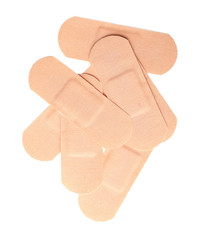 Medical sticking plasters isolated on white. First aid item