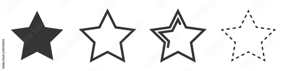 Wall mural star vector icons. set of star symbols isolated.
