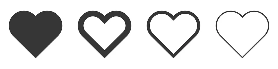 Foto op Plexiglas Heart vector icons. Set of love symbols isolated. © chekman