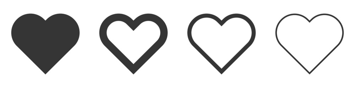 Naklejka Heart vector icons. Set of love symbols isolated.