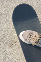 Skateboarder riding skateboard at city
