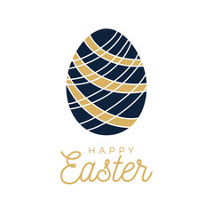 Easter egg. Hand-drawn egg in doodle style with greeting Easter lettering and patterns inside.