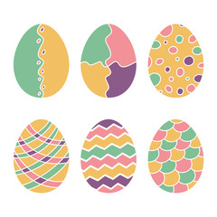 Easter eggs. Hand drawn decorative egg colorful set vector illustration.
