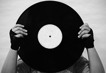 Black and white vinyl record