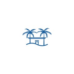 Beach resort and summer theme logo design template