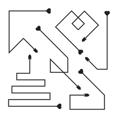 arrows heart tail, bow head vector set