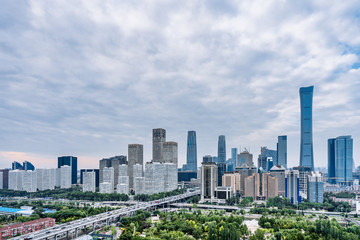 Fototapeta na wymiar Sunny view of Beijing CBD skyline in china