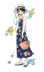 ムームーワンピースを着た女の子