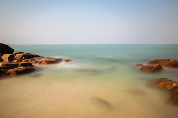 Beautiful Tranquil Long Exposure of the rock on the beach