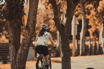 Fototapeta premium Running bike in the linear park. Puerto Rico