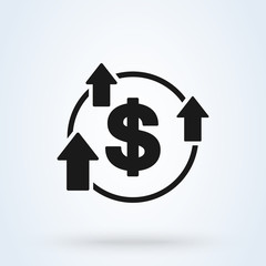increase boost and heighten greenback dollar icon. Simple modern  design illustration.