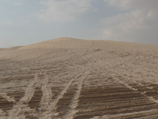 Tyre tracks in the desert