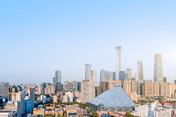 Naklejka premium Sunny view of Beijing CBD skyline in china