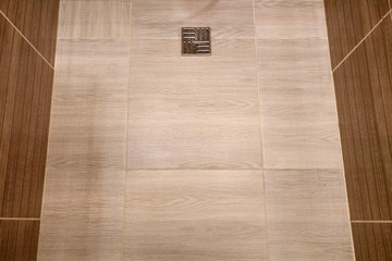 Floor and walls of the modern shower room in the bathroom
