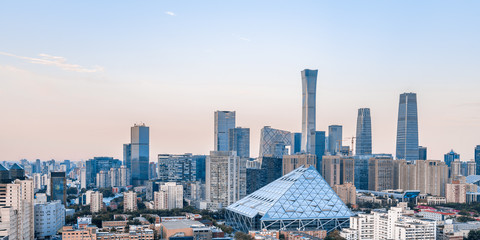 Sunny view of Beijing CBD skyline in china