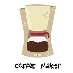 Flat vector coffee maker. Alternative methods of brewing coffee. Coffee culture.