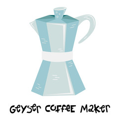 Flat vector geyser cofee maker. Alternative methods of brewing coffee. Coffee culture.